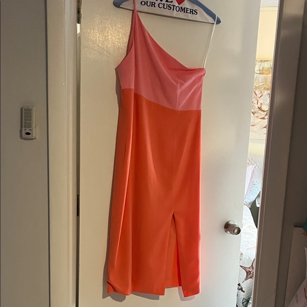 Petal & Pup Pink and Orange One Shoulder Dress